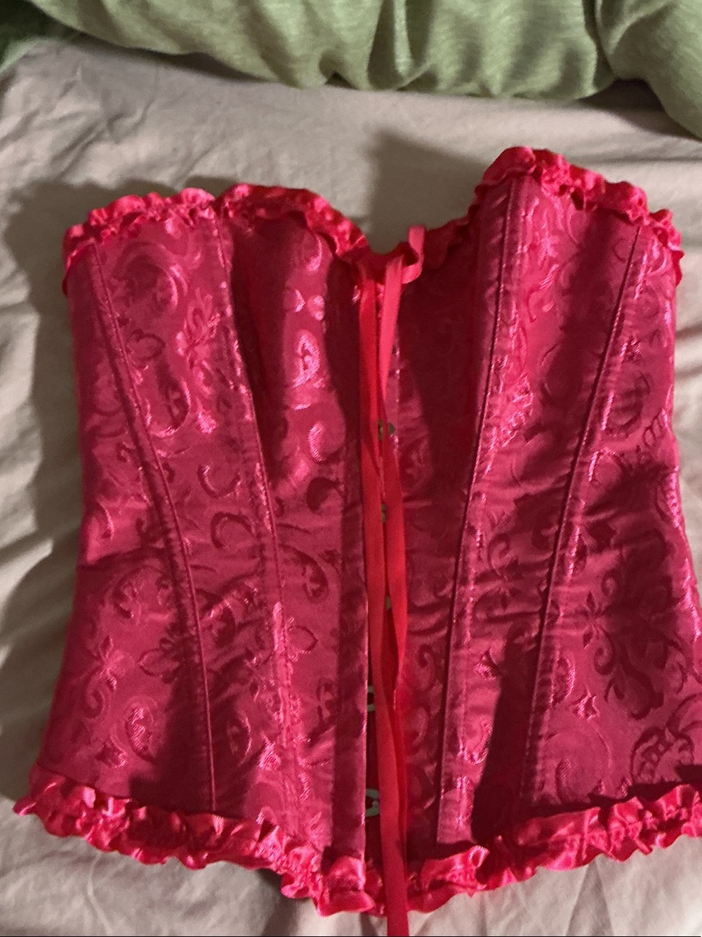 Women’s Satin Brocade Corset Bustier - Hot Pink